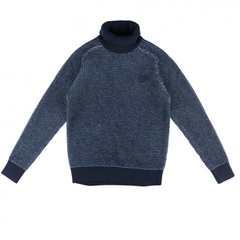 Pull TWO TONE WAFFLE ROLL NECK Bleu pour 155